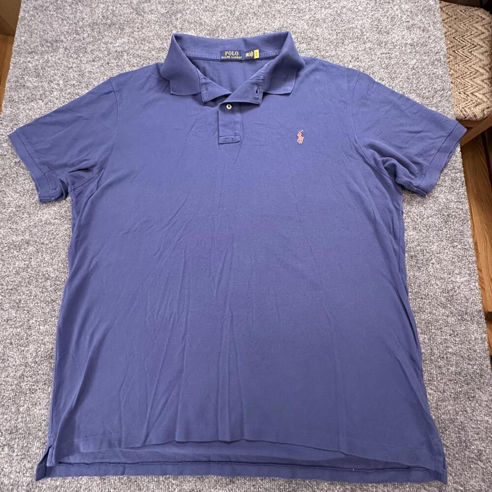Polo Ralph Lauren Mens Blue Short Sleeve Polo Shirt 2XB Big & Tall 166